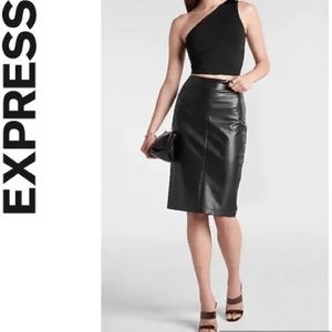 Express high waisted faux leather seamed pencil skirt